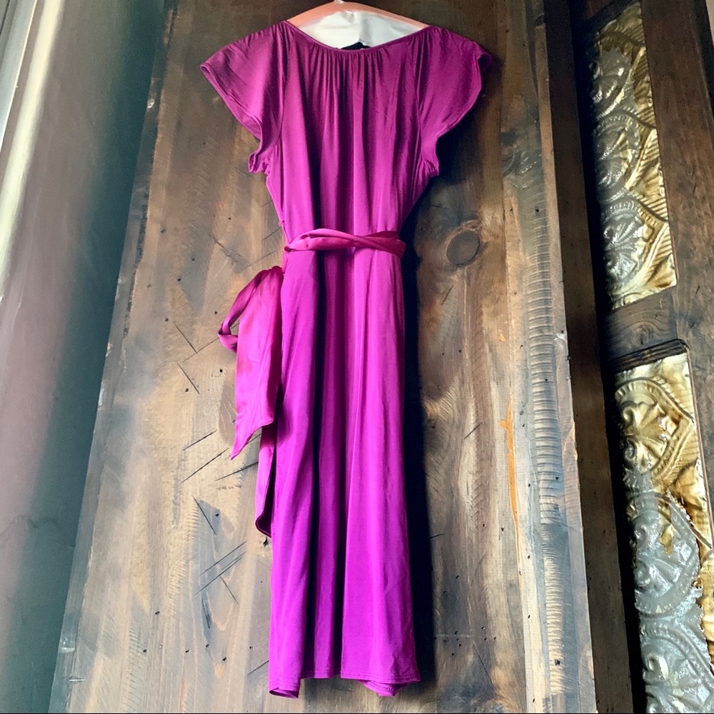 **SOLD** Meow!  Bebe purple silky wrap  dress - Picture 4 of 9